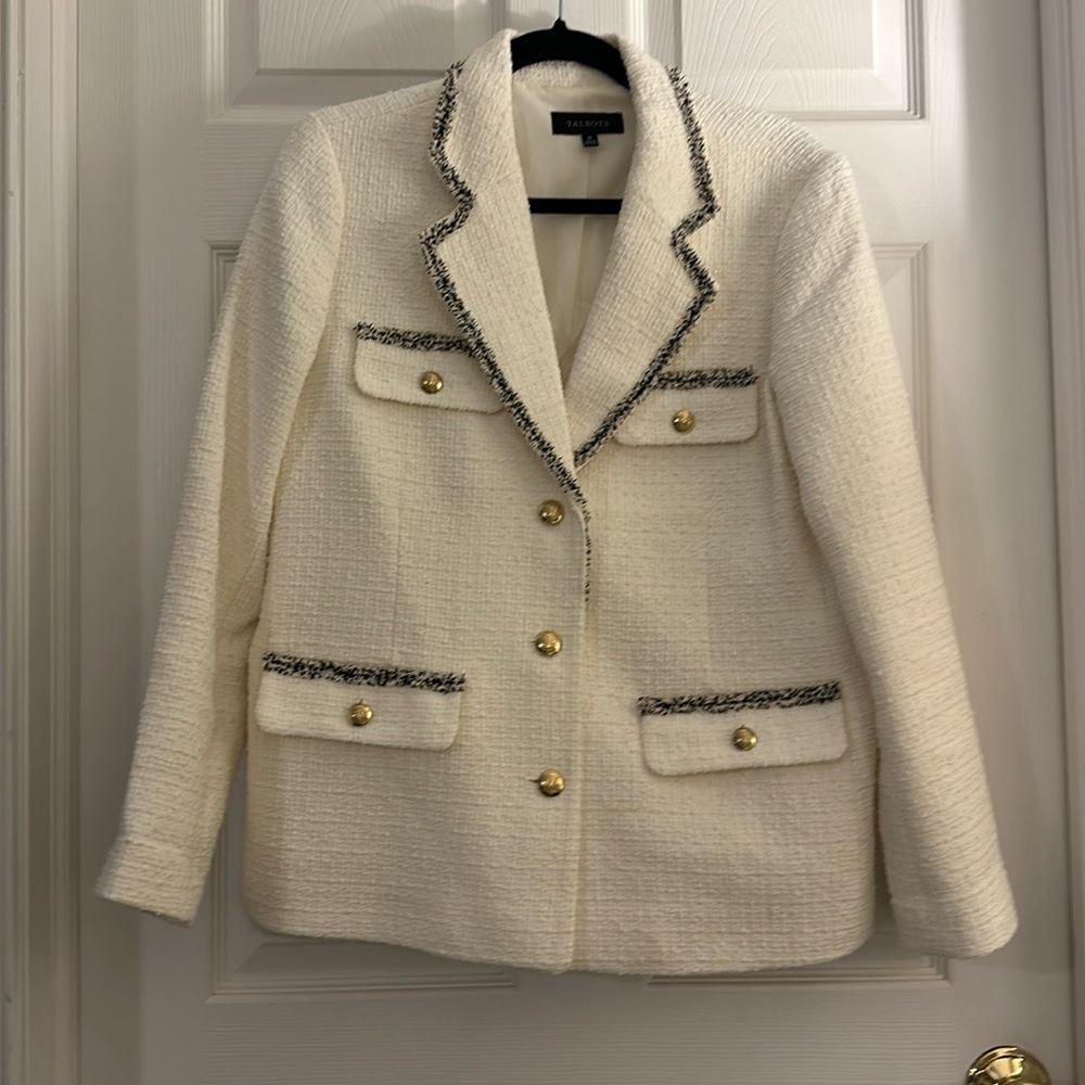 Talbot’s White And Black Tweed Blazer- Chanel Inspired